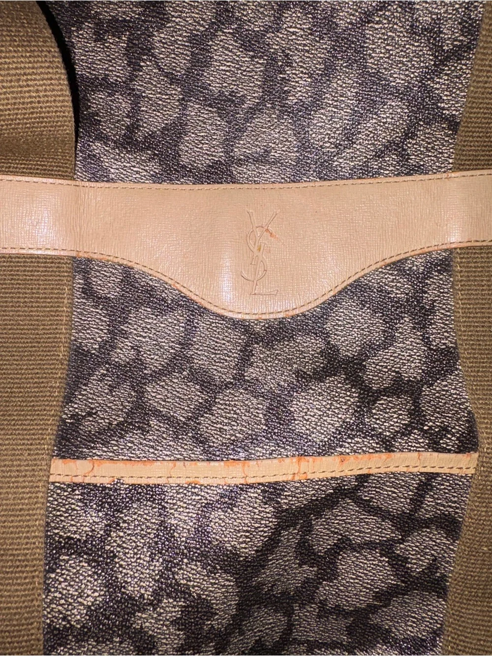 Ysl Olive Brown Patterned Weekender Bag vintage